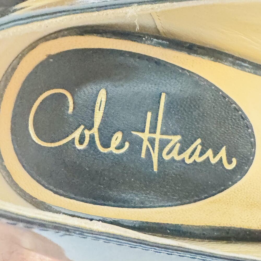 Cole Haan Shoes Womens 6 Black Patent Leather Vtg Air Peep Toe Pumps Heels - Picture 9 of 11